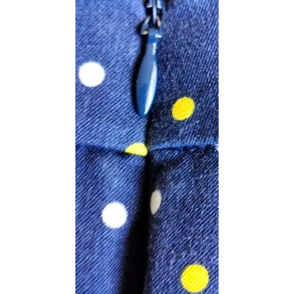 Talbots Petite Pants Chathan Size OP Blue White/Yellow Polka Dot Side Zip Button - Picture 5 of 11